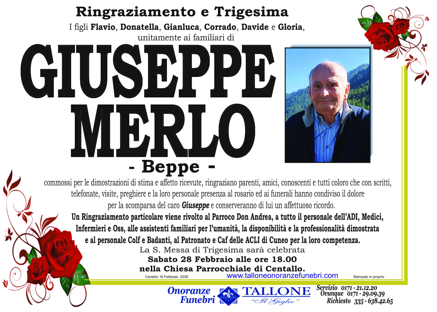 <br />
<b>Warning</b>:  Undefined variable $info in <b>/home/tallone/public_html/ringraziamenti.php</b> on line <b>68</b><br />
Giuseppe Merlo
